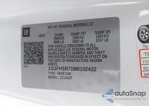 2021 Chevrolet Camaro Rwd 2Ss z USA, uszkodzony, nr VIN 1G1FH1R71M0102432